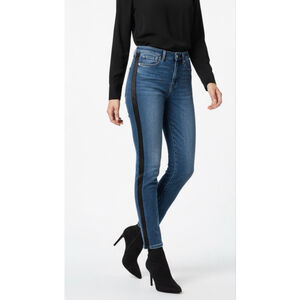 7 for All Mankind High-Waist Ankle Skinny Jeans with Coated Black Trim Size 25